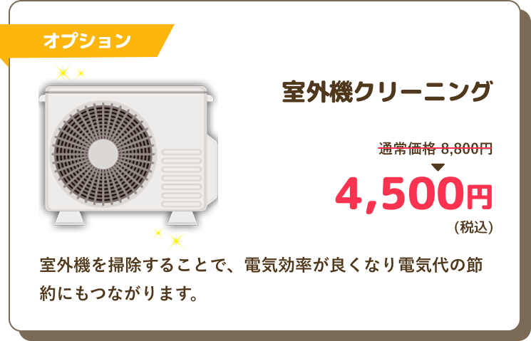 オプション室外機クリーニングの値段